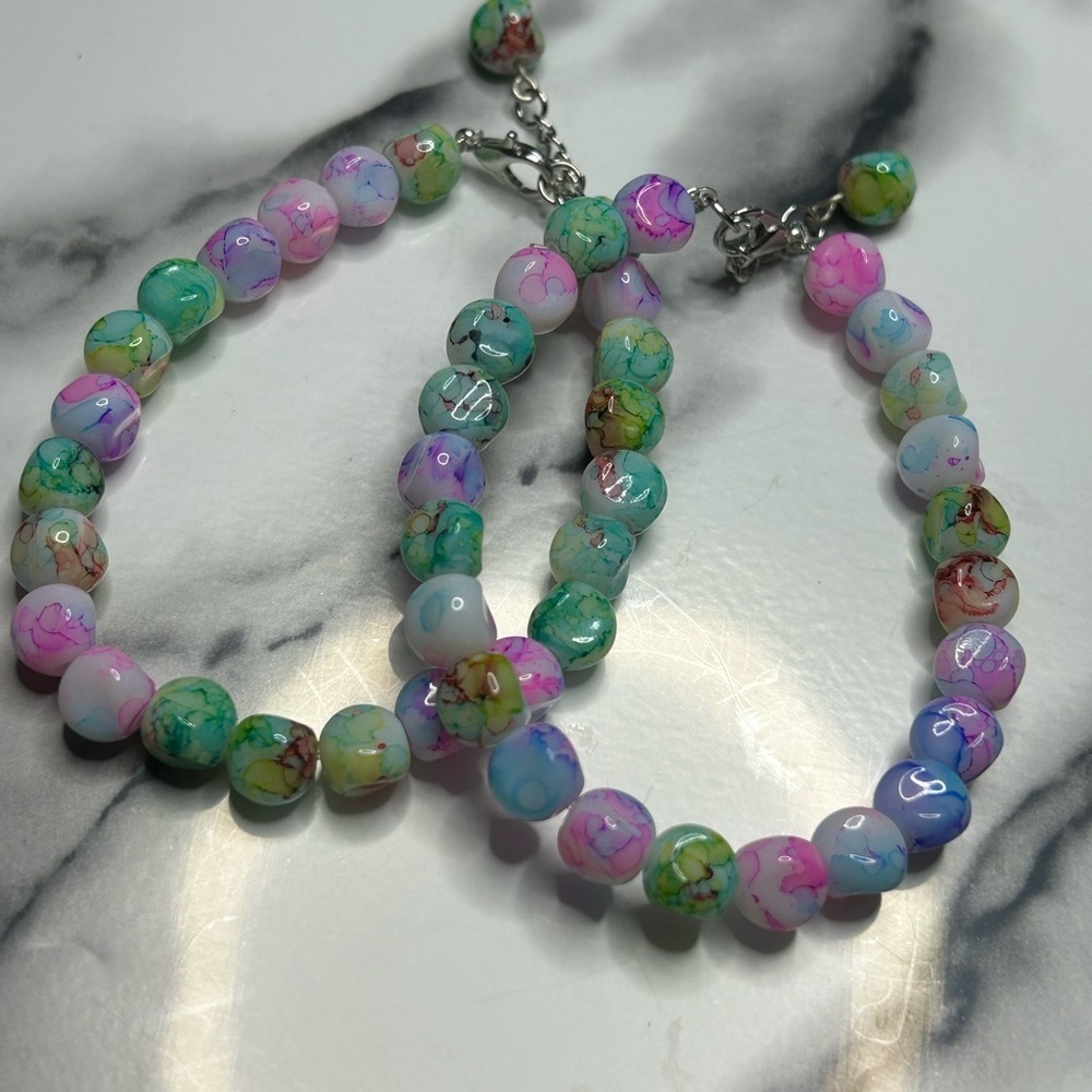 Colorful Marble Glass Bracelet Set - Picture 2 of 2